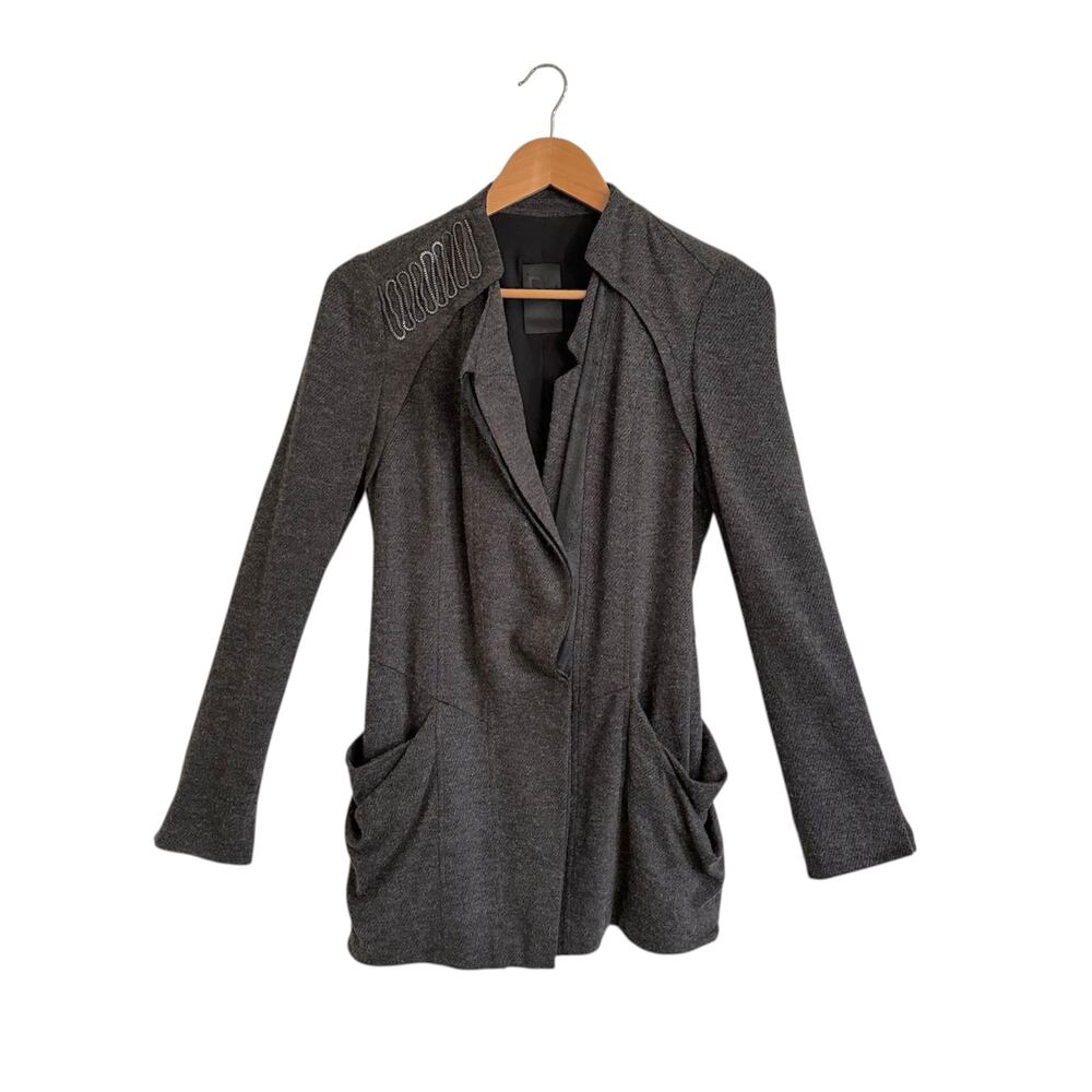 D’ Demoo Korean Avant Garde Mixed Media Soft Jacket Blazer Metal Detail Pockets